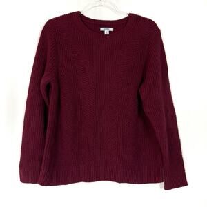 Croft & Barrow | Petite Maroon Knit Sweater Long Sleeve Cotton Acrylic Womens LP